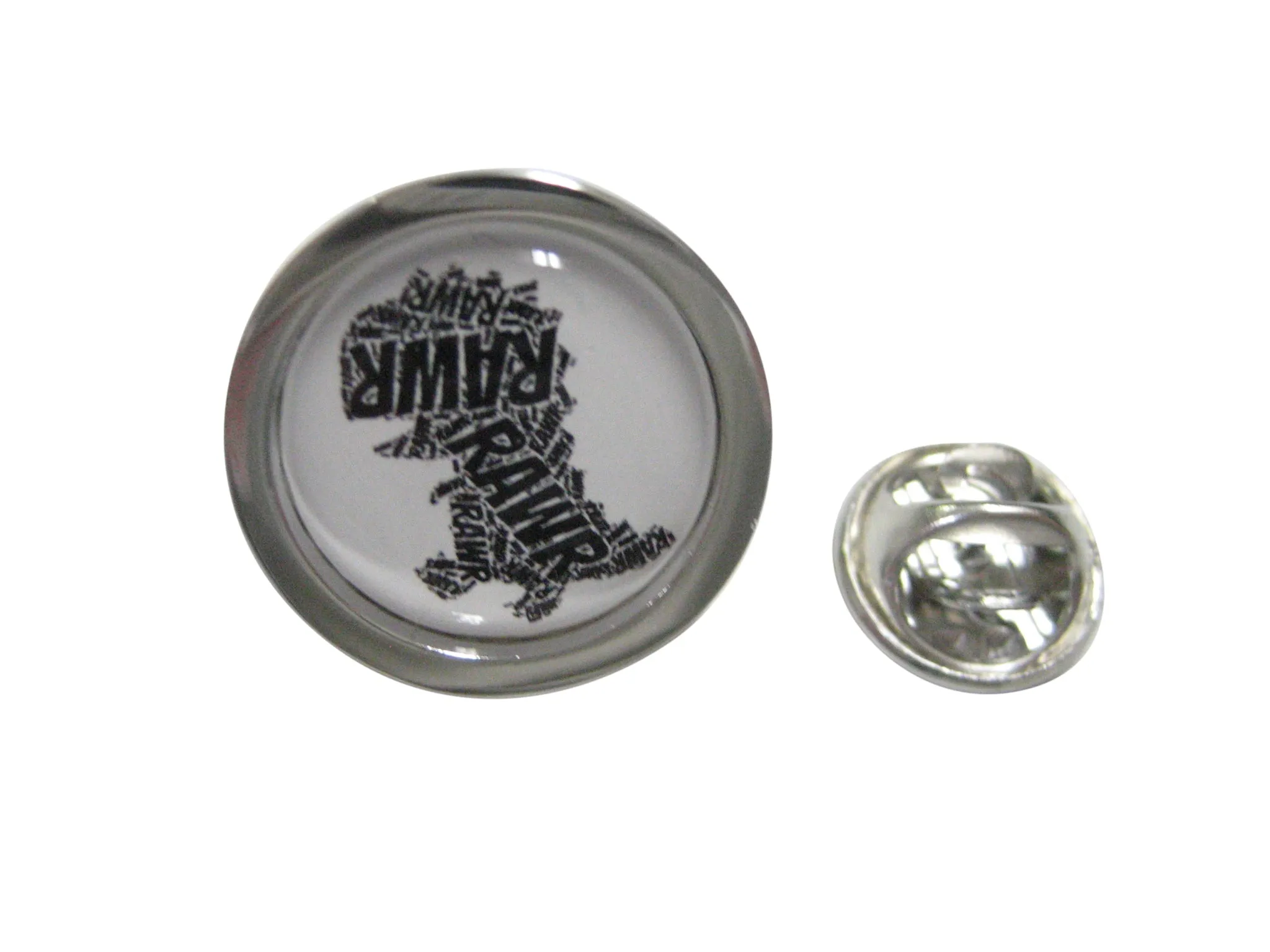 Bordered Round Fun T Rex Dinosaur Lapel Pin
