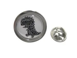 Bordered Round Fun T Rex Dinosaur Lapel Pin