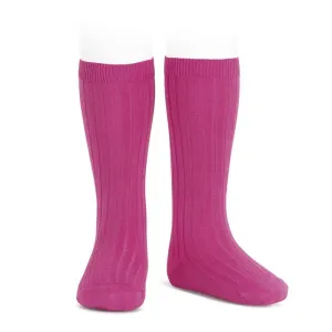 Bougainvillea Wide Ribbed Knee High Socks