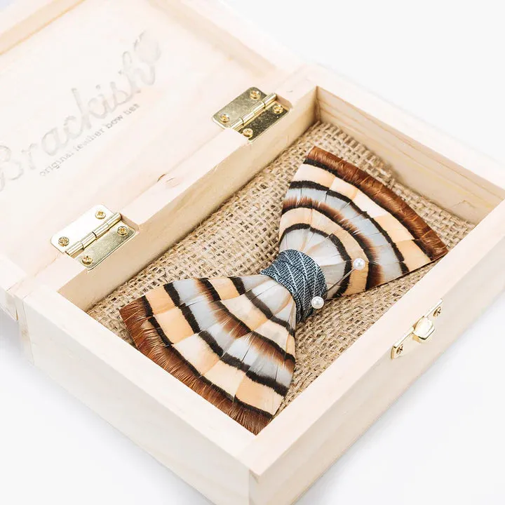 Brackish - Blue Chuka Bow Tie - Partidge & Pheasant Feathers