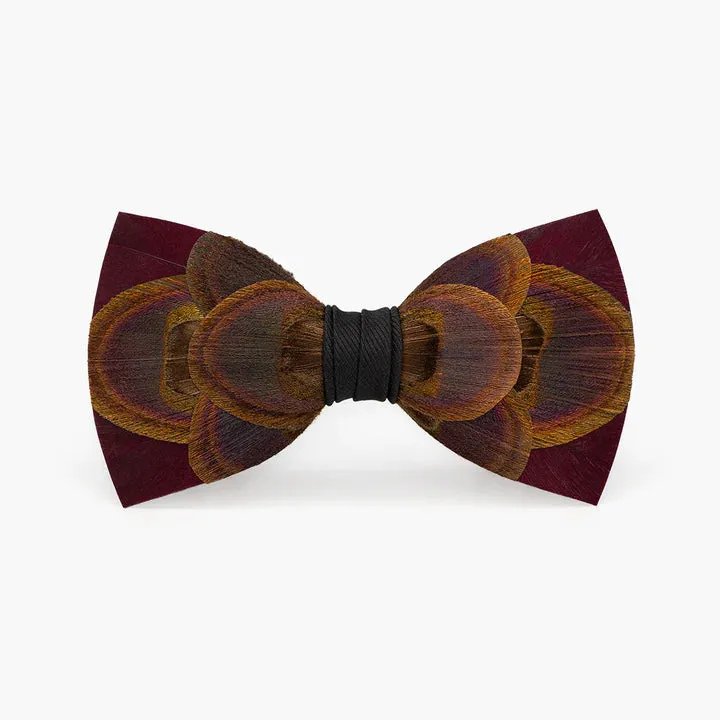Brackish - Marsh Bow Tie - Burgundy Peacock Feathers