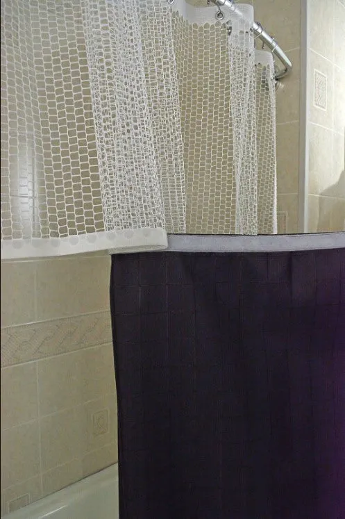 Breakaway Shower Curtains with See-Thru Modesty Top and Bottom