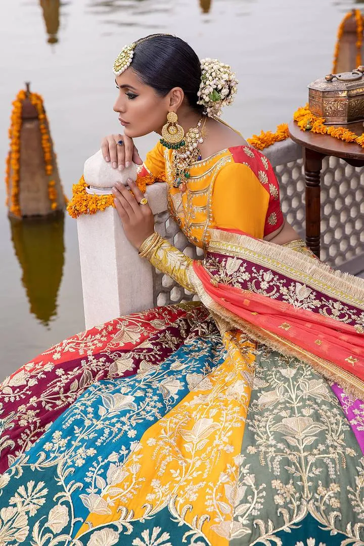 Bridal Mehndi Multi-Colored Lehengas with Choli #BN1039