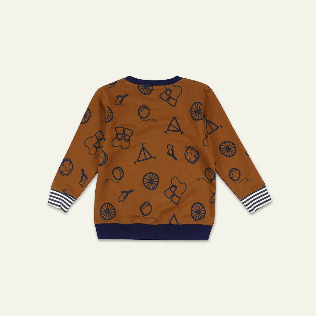 Brown Conversational Print Sweatshirt