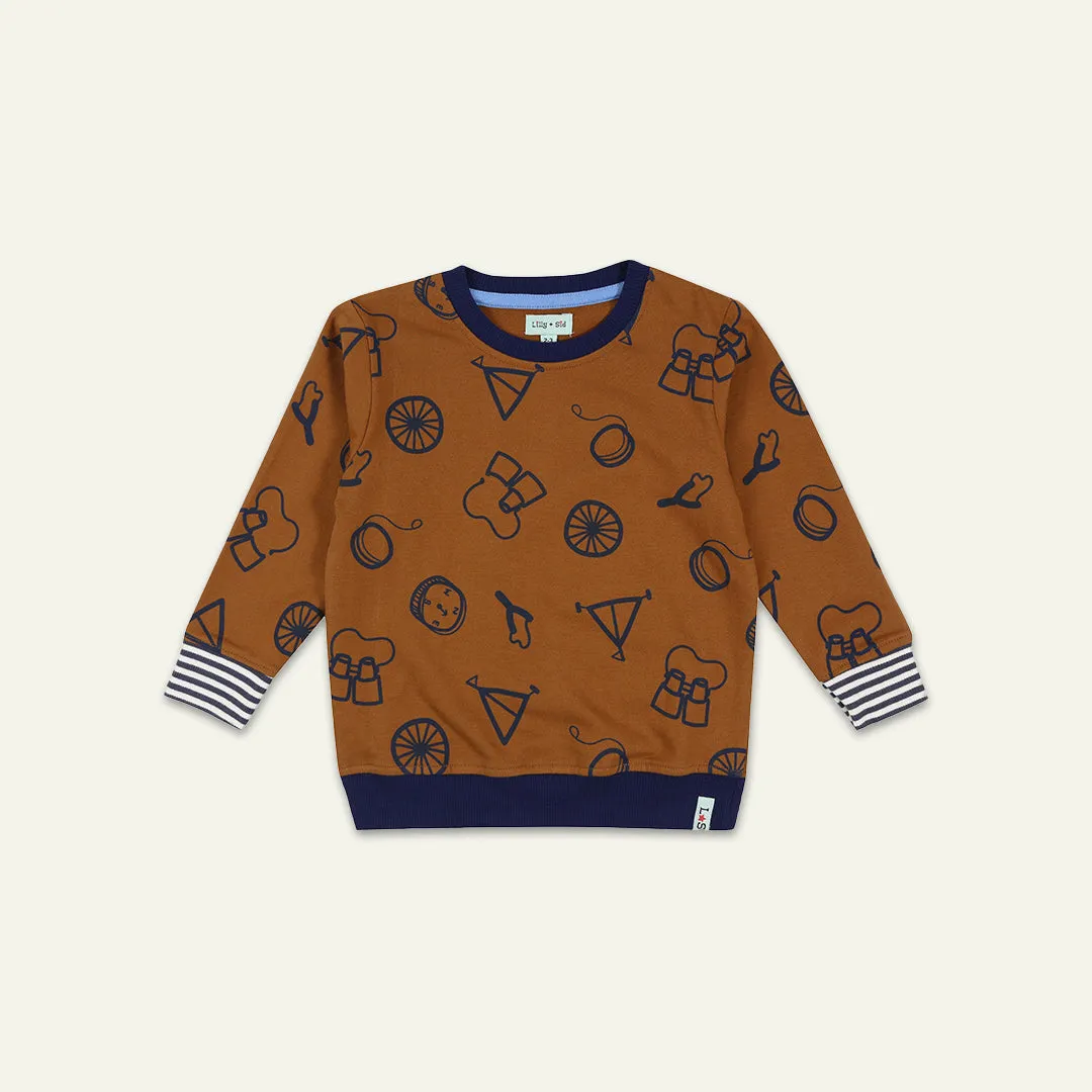 Brown Conversational Print Sweatshirt