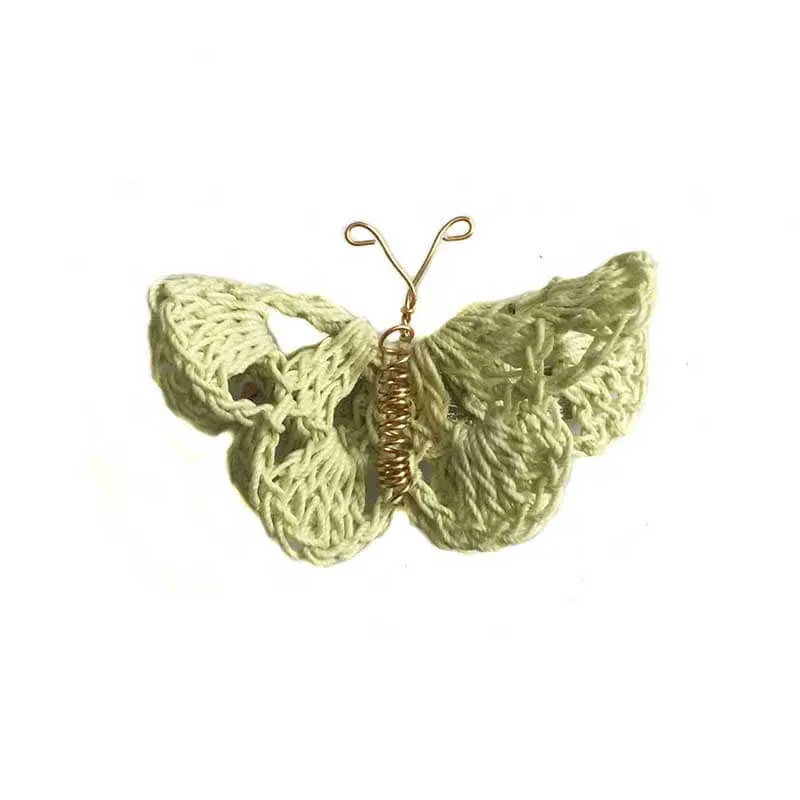 Butterfly Hair Pin Lemon Green Crochet