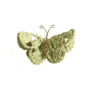 Butterfly Hair Pin Lemon Green Crochet