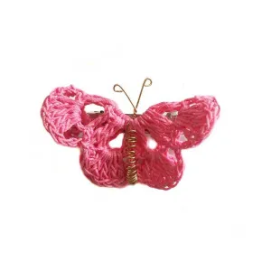 Butterfly Hair Pink Fushia Crochet