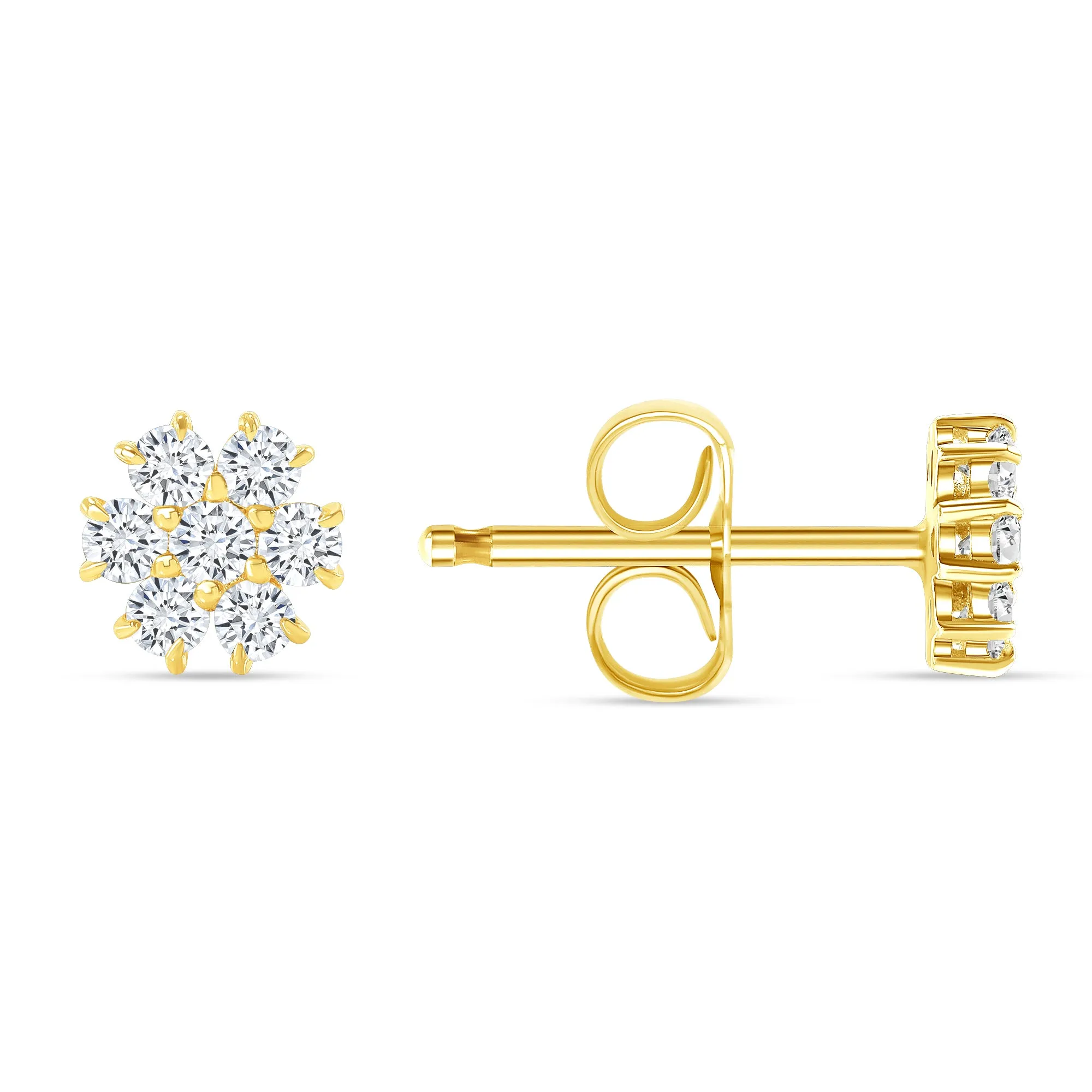 Camilla Flower Diamond Stud Earring in 14 Karat Gold