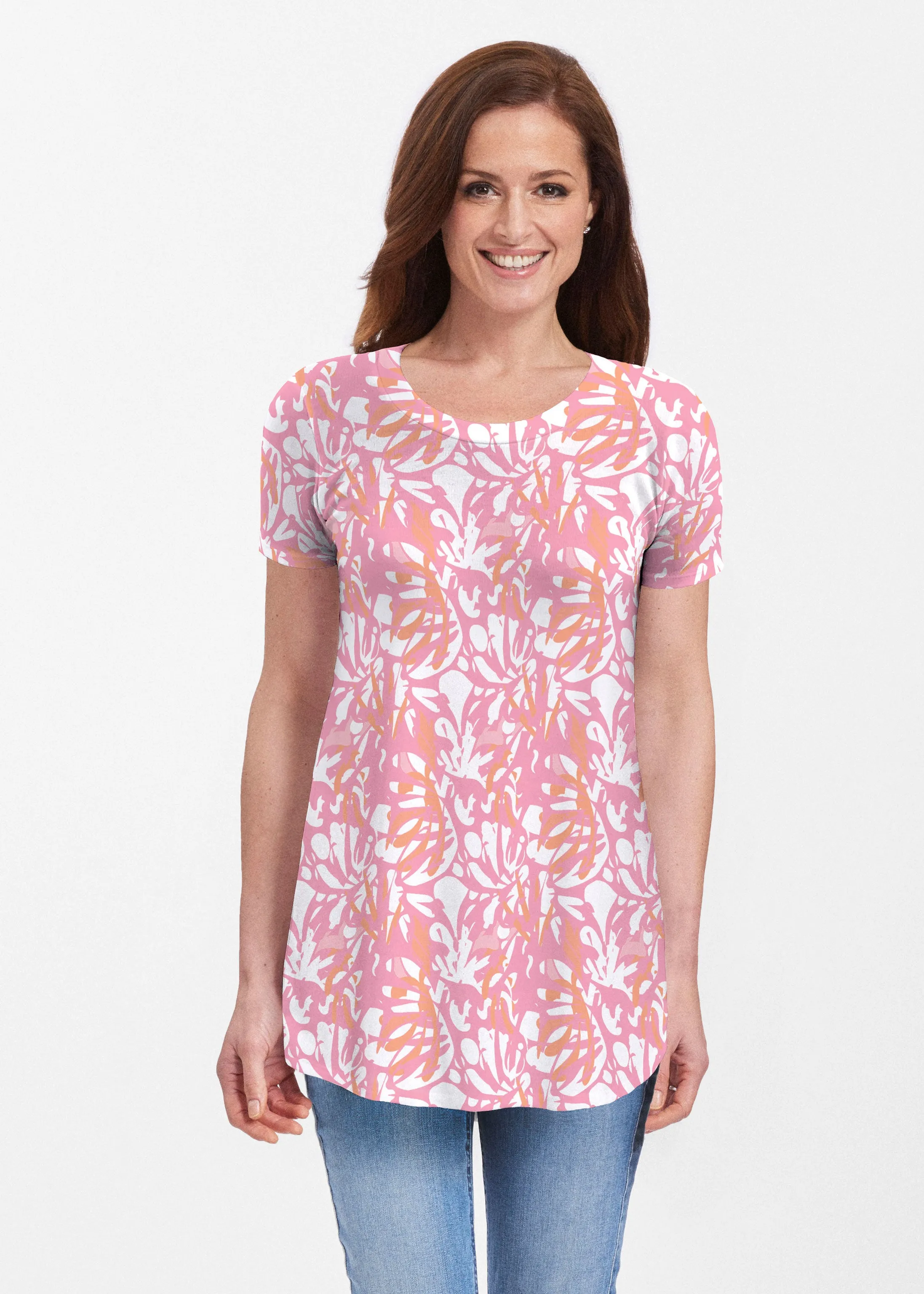 Camouflage Dots Pink (7912) ~ Short Sleeve Butterknit tunic