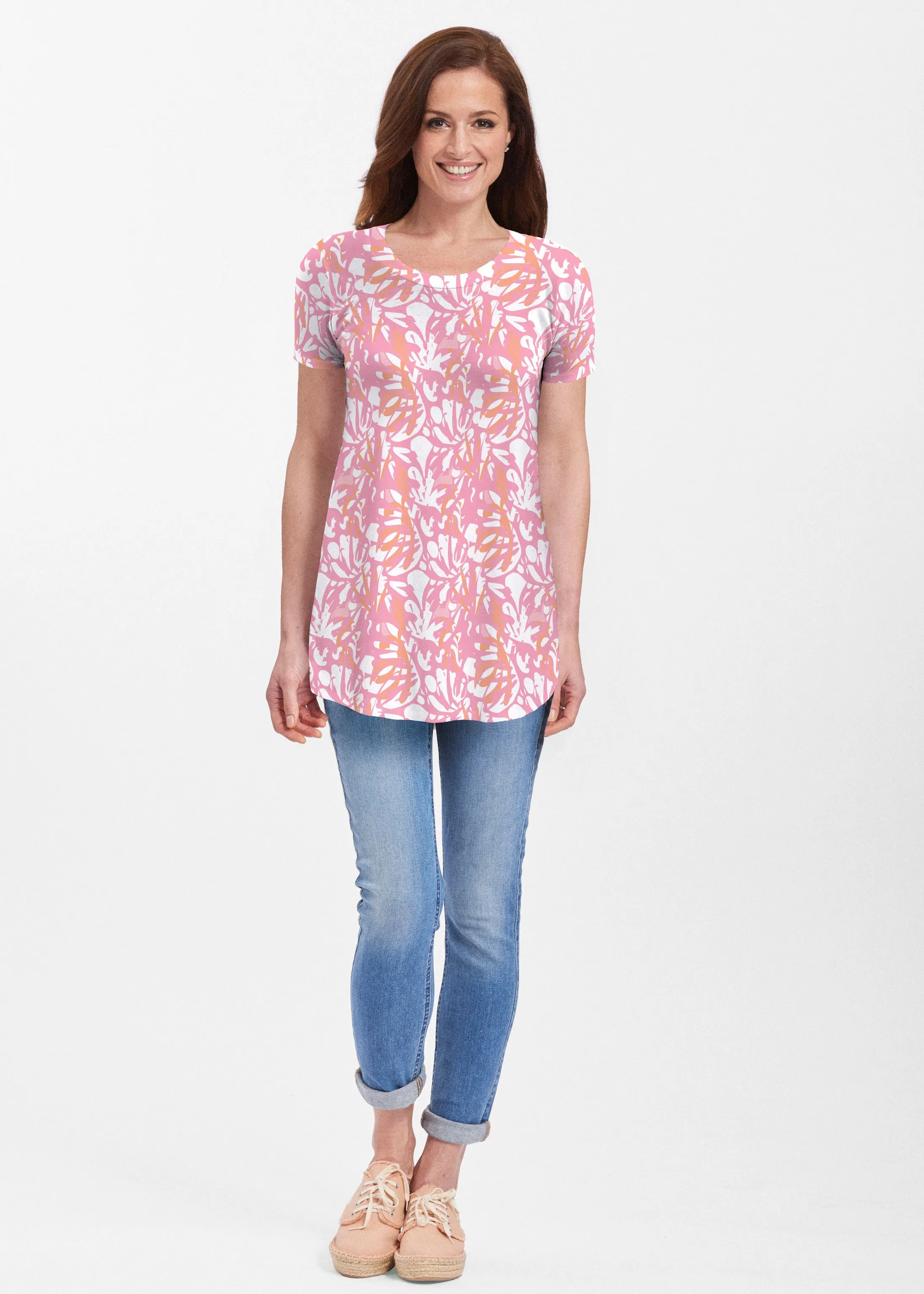Camouflage Dots Pink (7912) ~ Short Sleeve Butterknit tunic