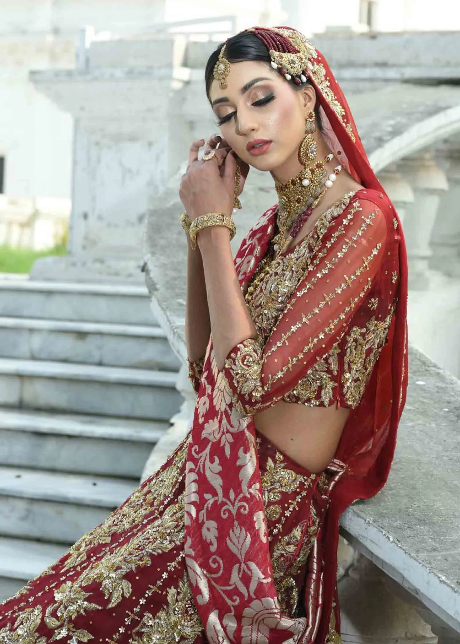 Classic Red Lehenga Choli Bridal Dress Pakistani #BS748