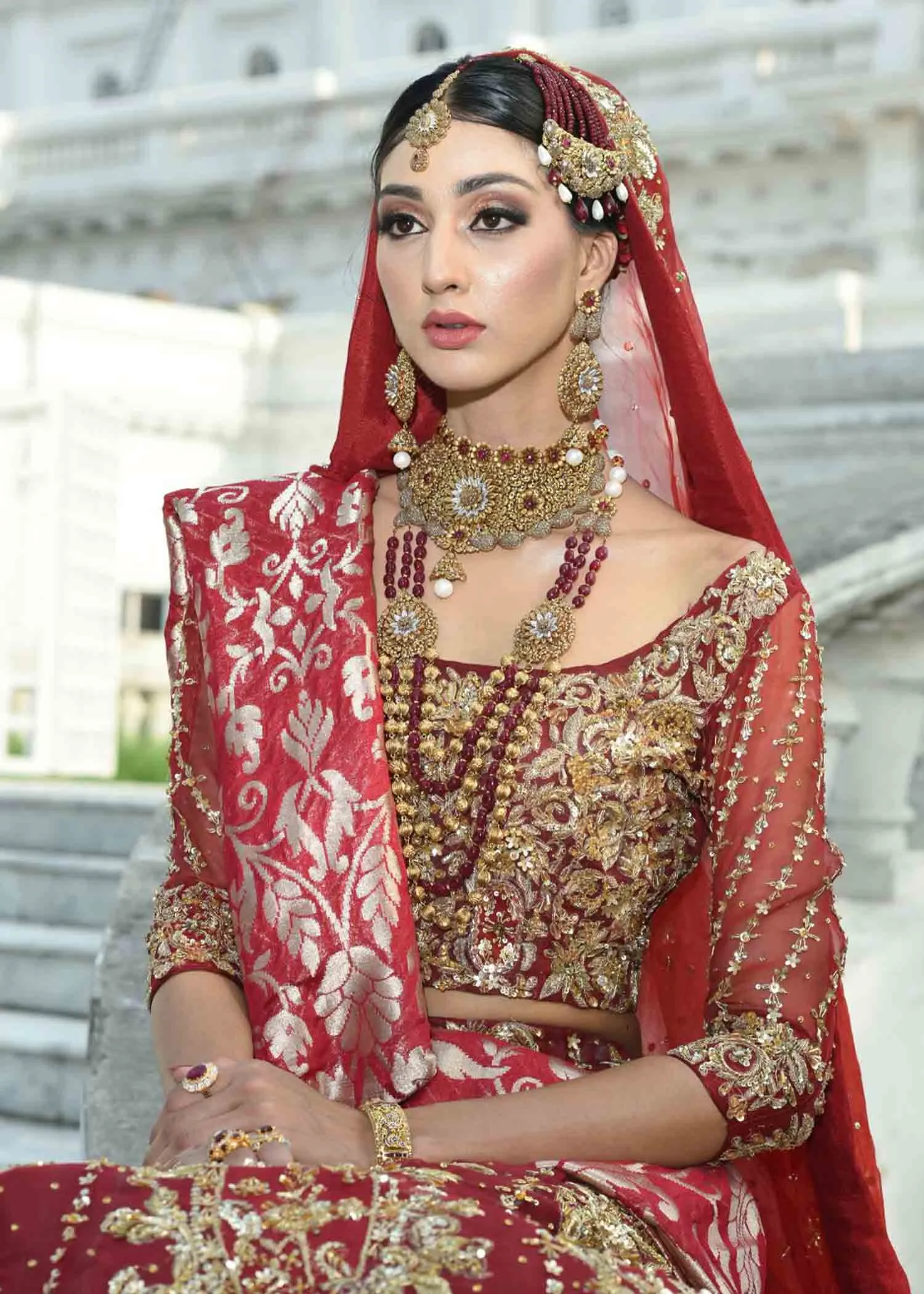 Classic Red Lehenga Choli Bridal Dress Pakistani #BS748
