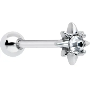Clear CZ Gem Evening Star Barbell Tongue Ring