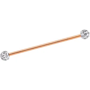 Clear Gem Cluster End Rose Gold Anodized Straight Industrial Barbell 38mm