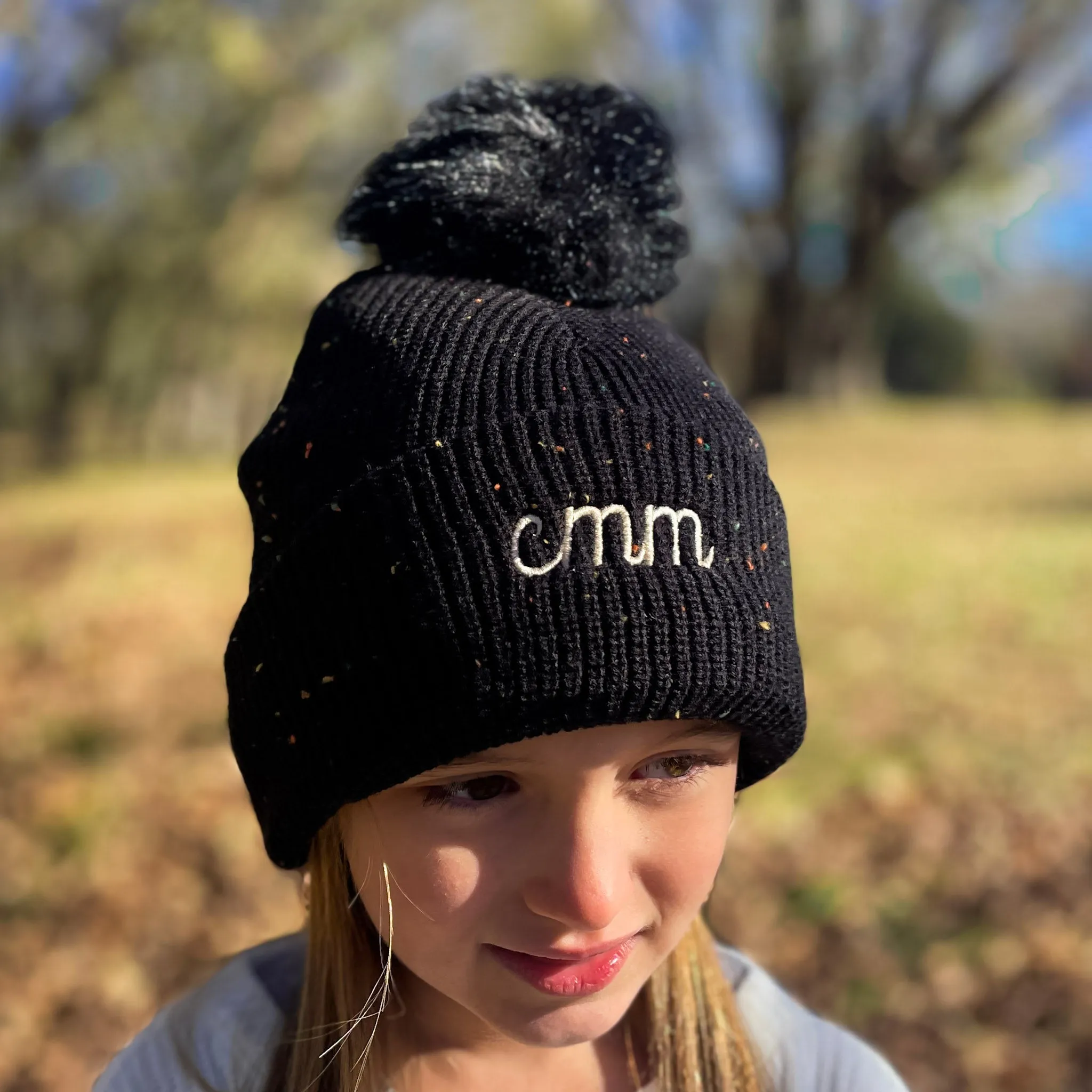 Confetti Pom Pom Beanie - Straight Across