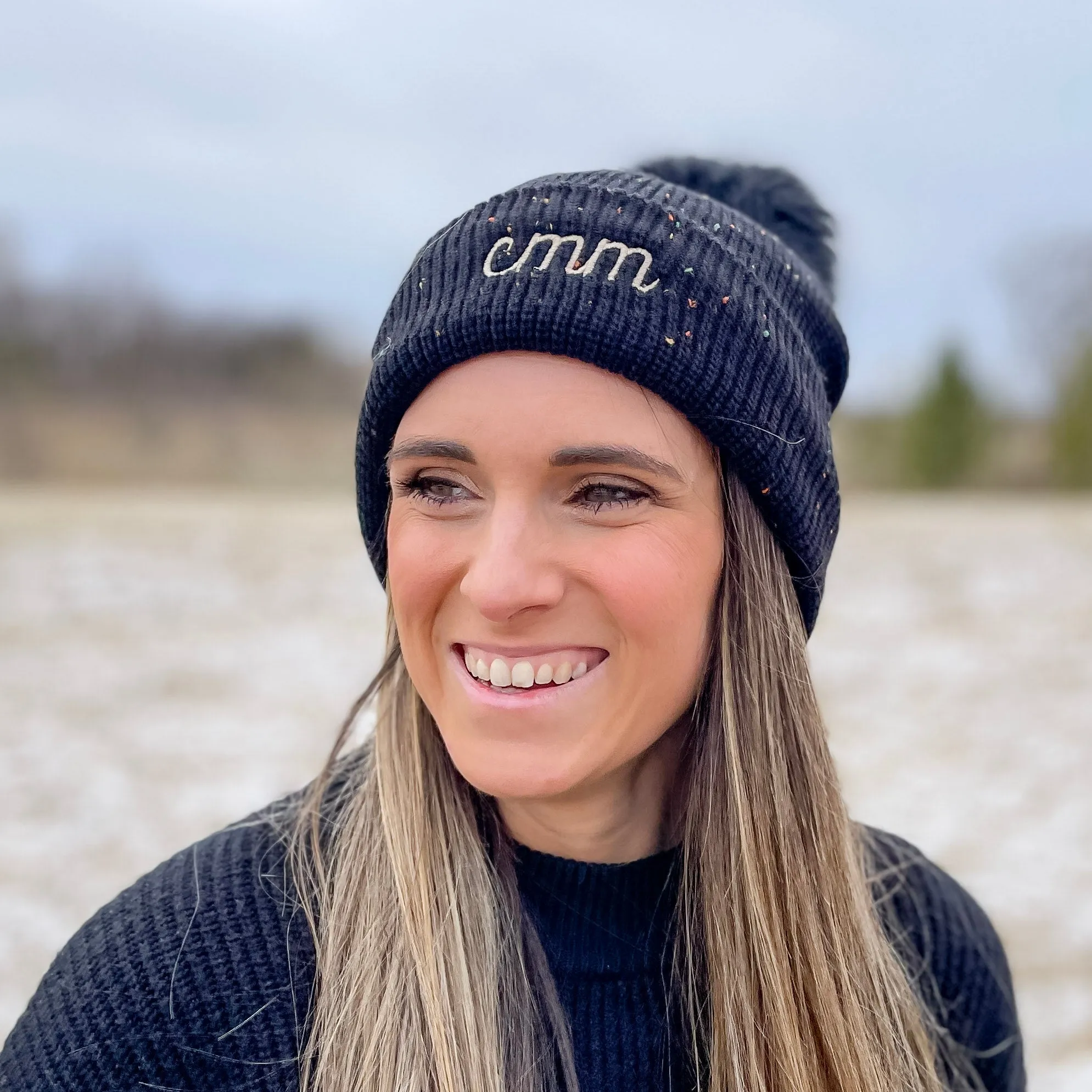Confetti Pom Pom Beanie - Straight Across