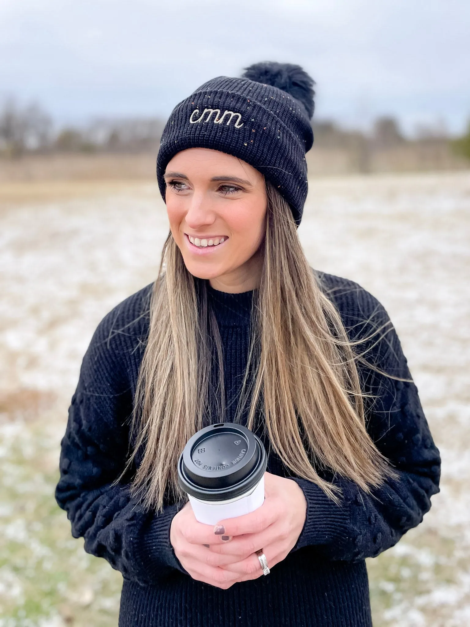 Confetti Pom Pom Beanie - Straight Across