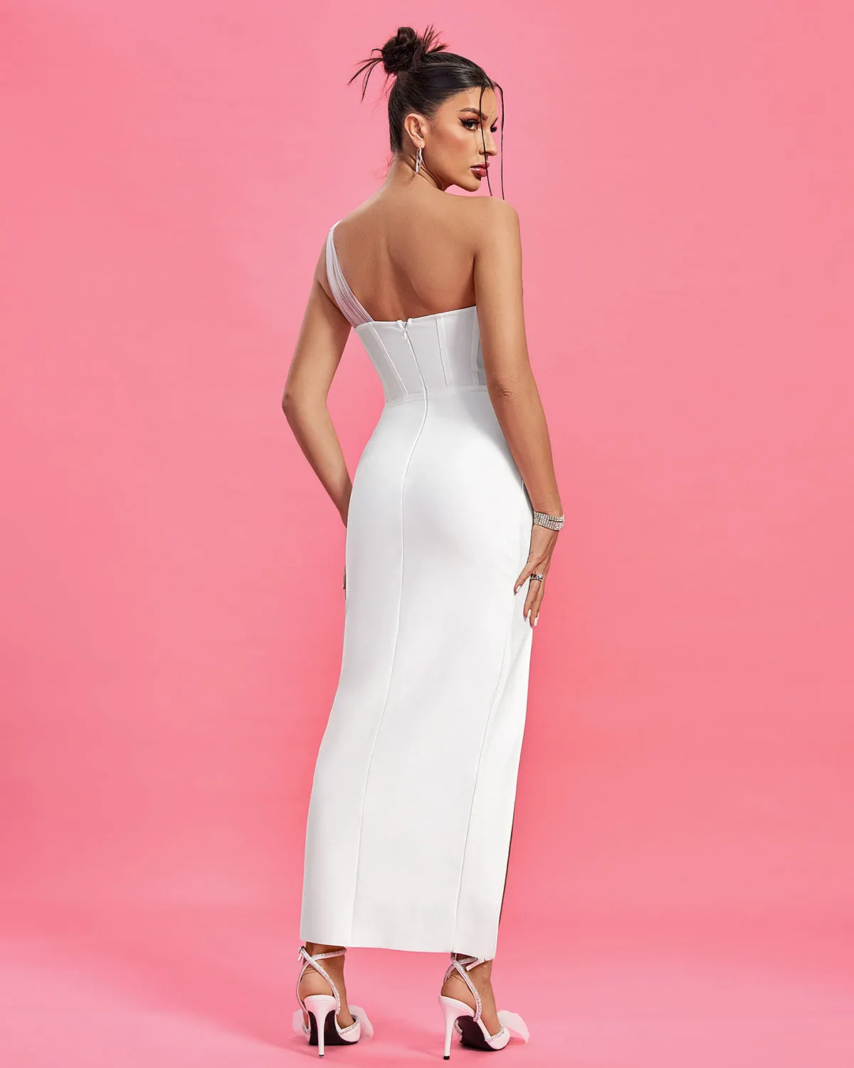 Crystal Embellished Mesh Bandage Dress