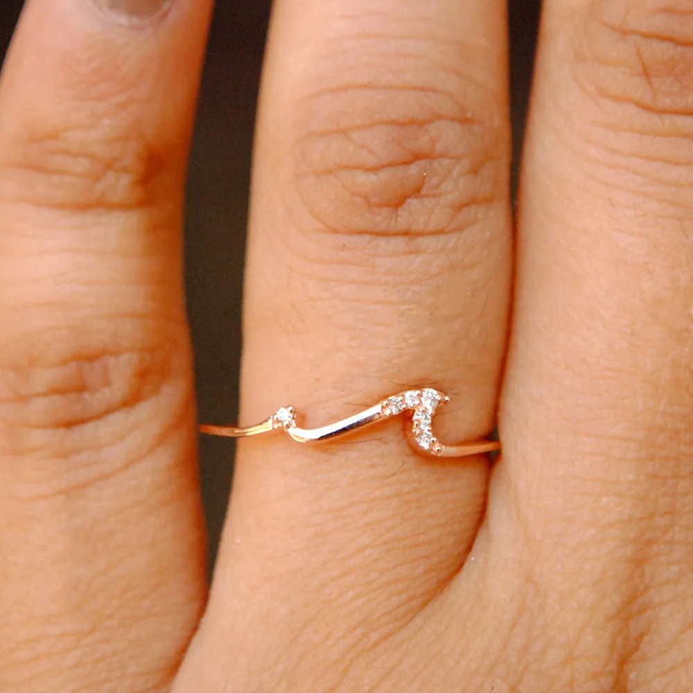 Dainty Diamond Wave Stack Ring