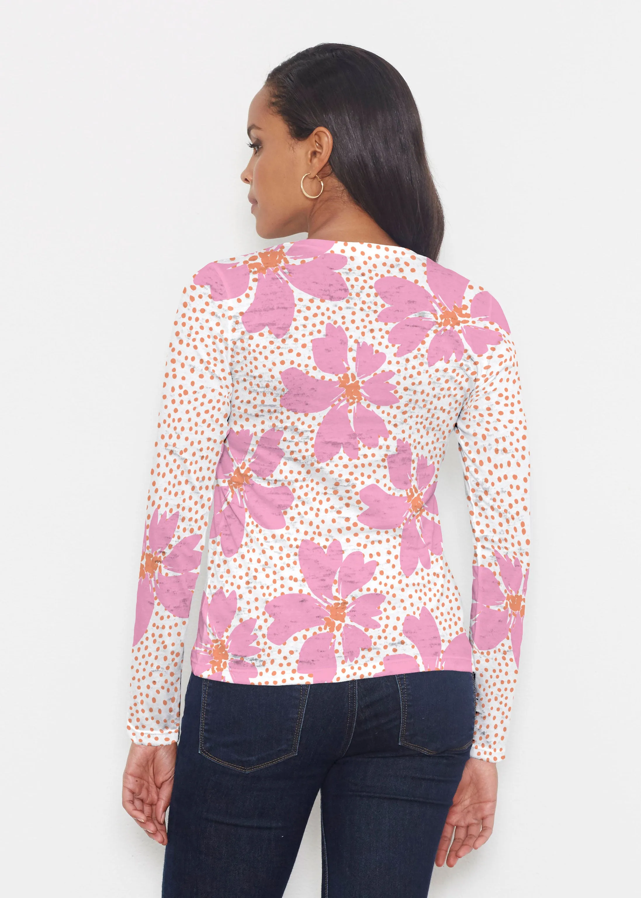 Daisy Dots Pink (8079) ~ Signature Long Sleeve Crew Shirt