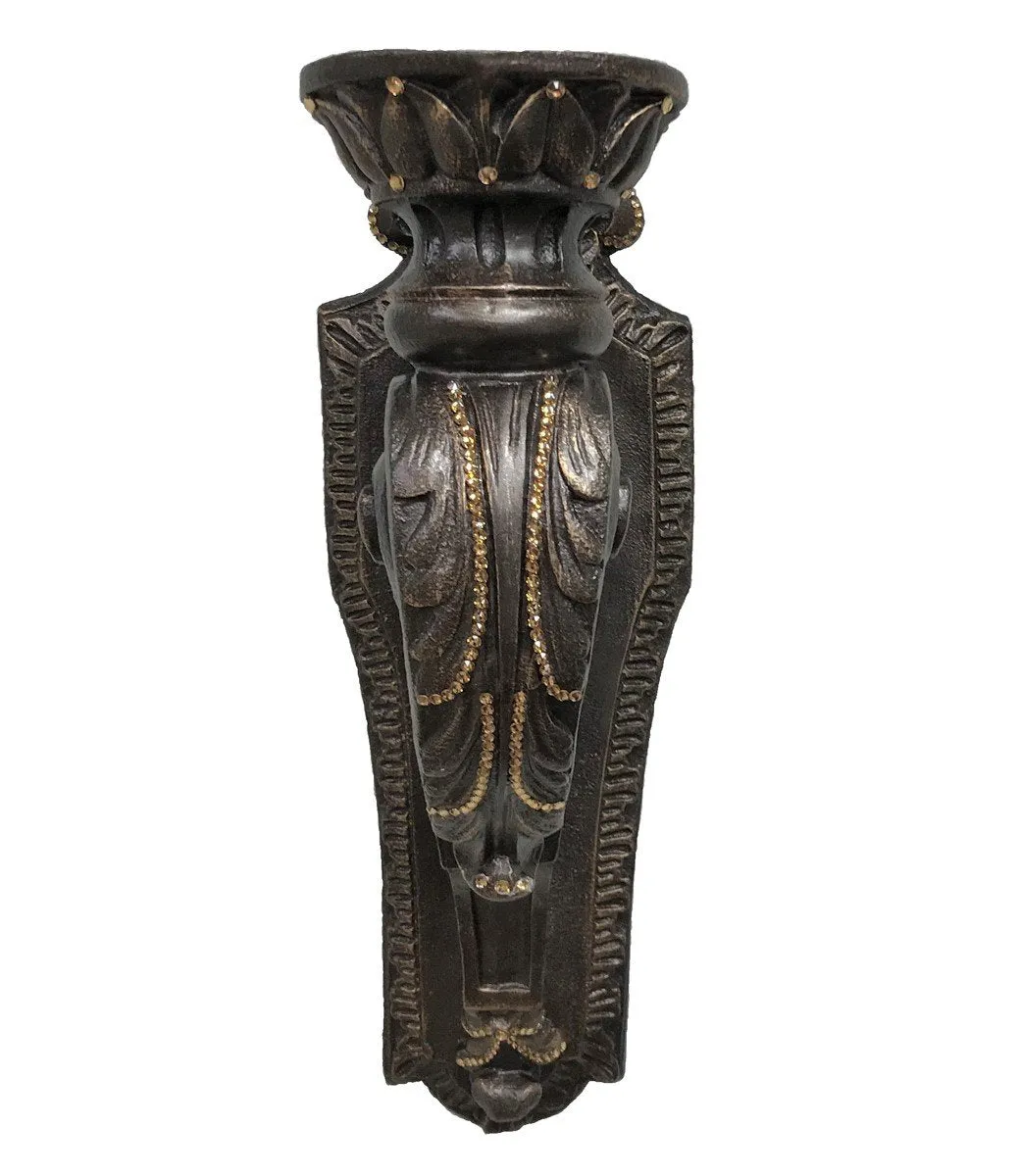 Decorative Wall Sconce Candle Holder with Crystals (with back plate)