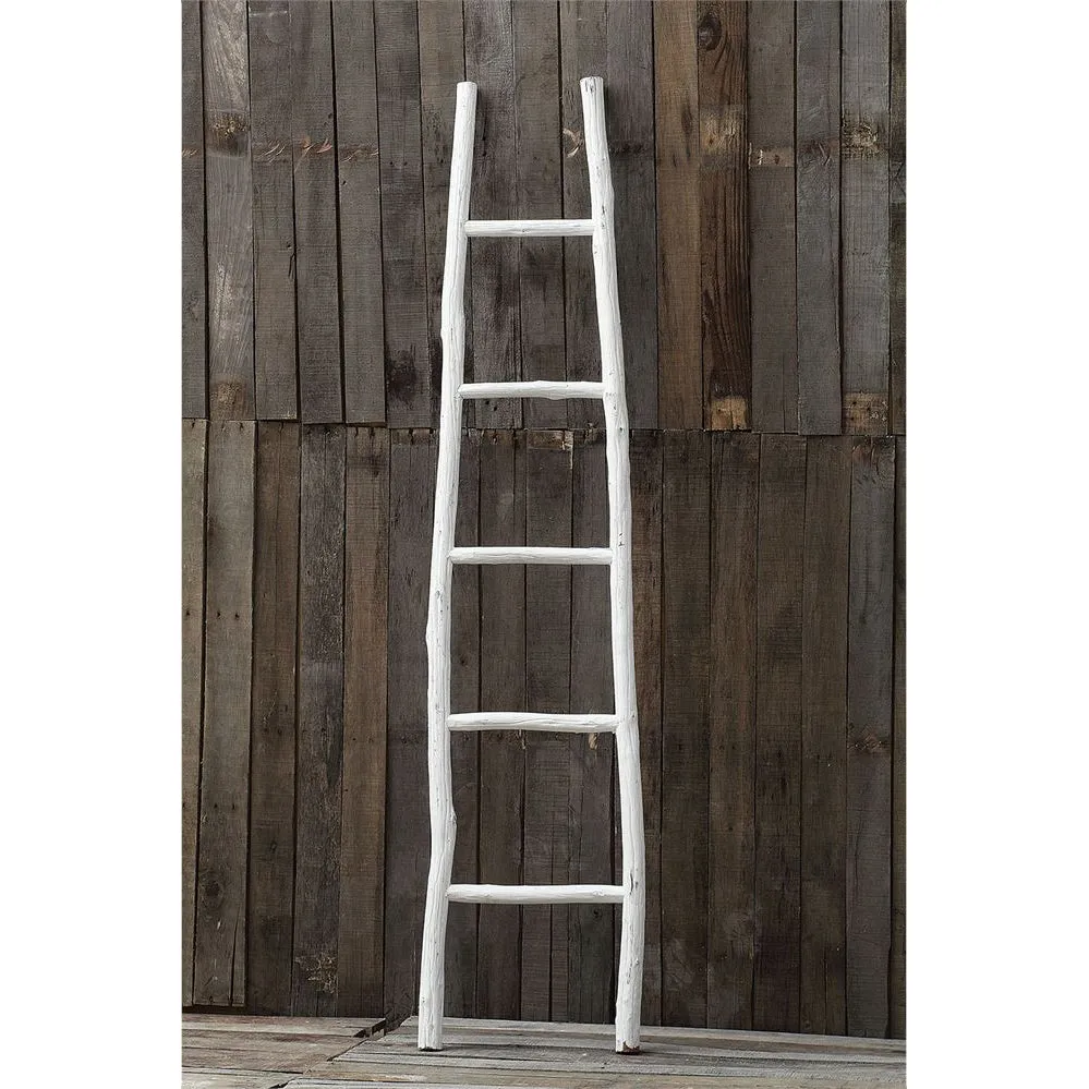 Decorative Wood Ladder in White