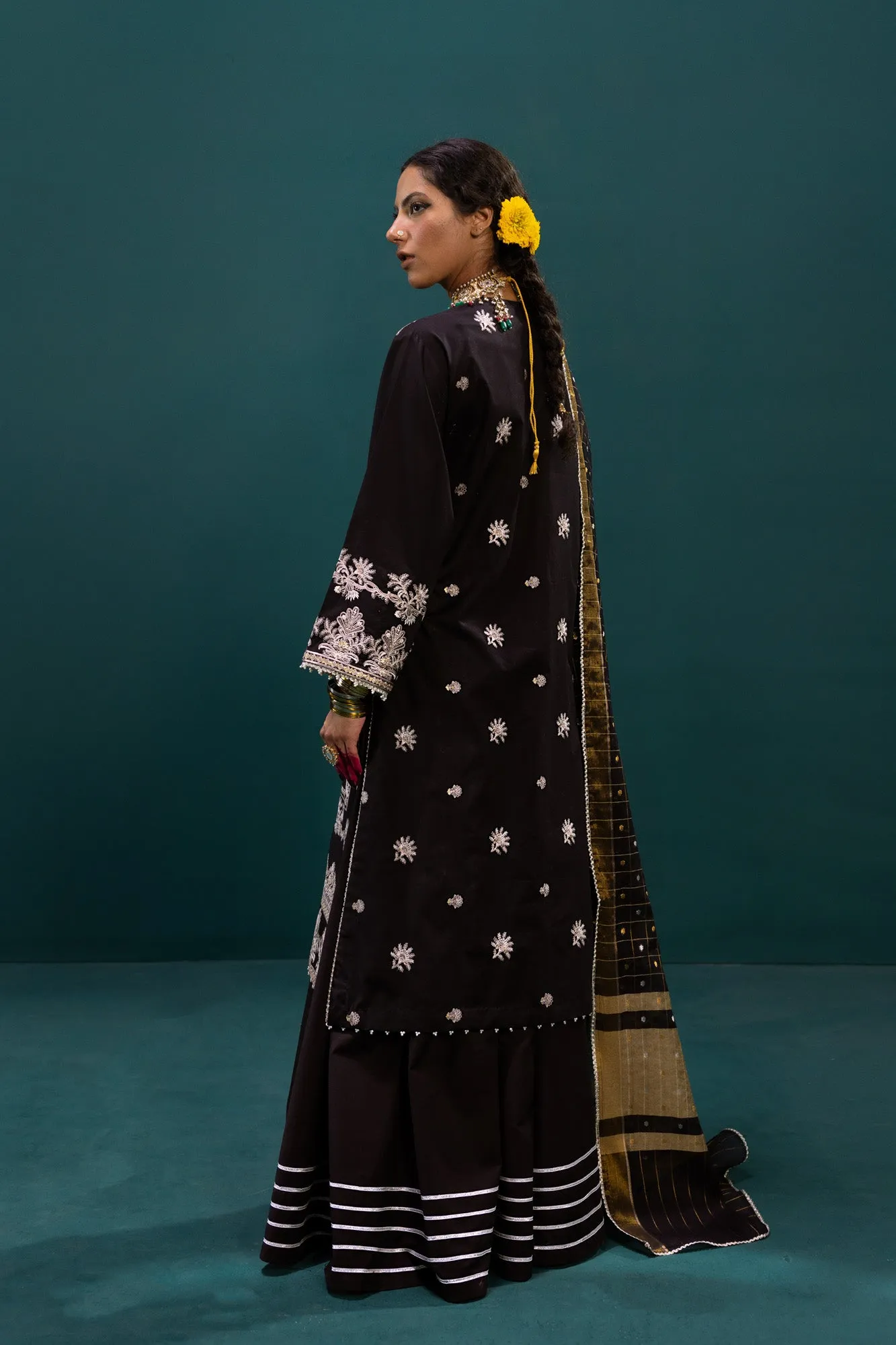 Designer Black Gharara Shirt Pakistani Eid Dresses