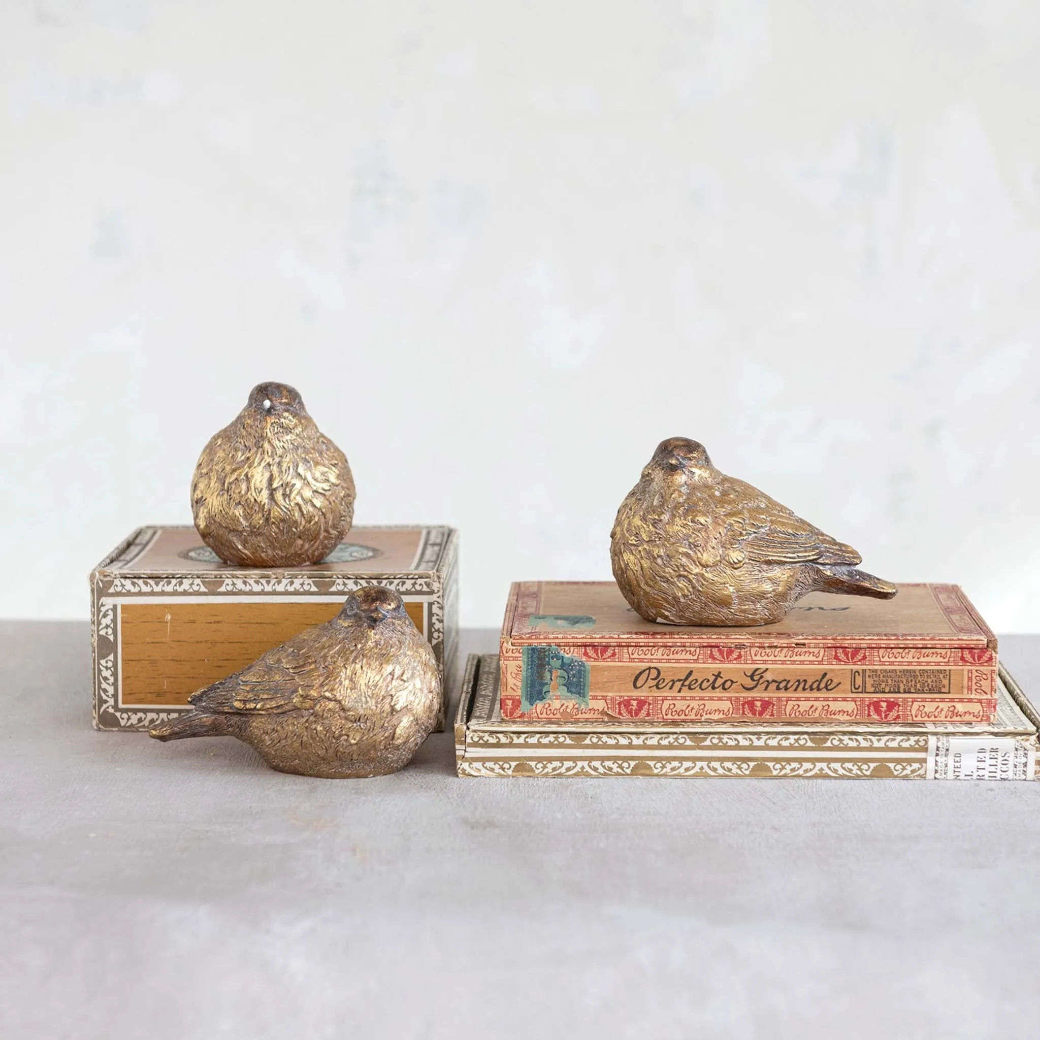 Distressed Gold Resin Bird