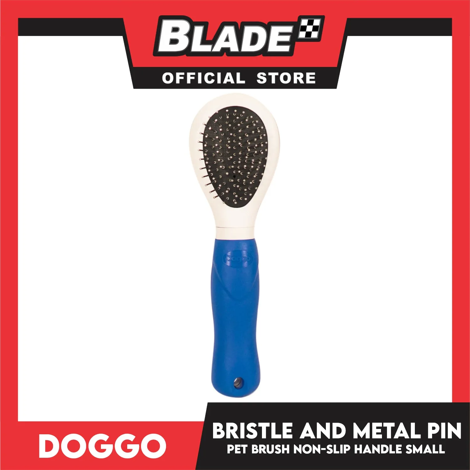 Doggo Pet Brush Bristle and Metal Pin Non-Slip Handle (Small)