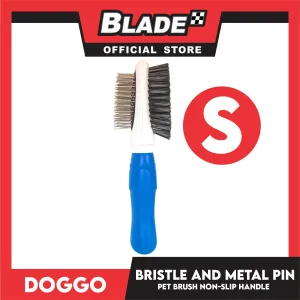 Doggo Pet Brush Bristle and Metal Pin Non-Slip Handle (Small)