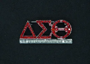 DST Greek Letter Red Bling w/Silver DST Bar Base