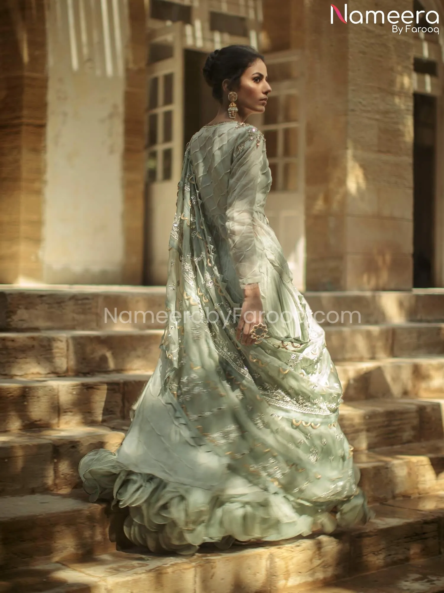 Elegant Lehenga Kameez Online in Aqua Color #BS183
