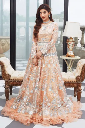 Elegant Pakistani Wedding Gown in Peach Shade #BS907