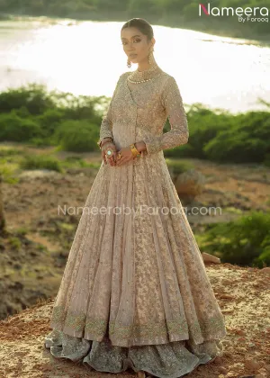 Elegant Pink Angrakha Gown Dupatta Dress in Net #BS666