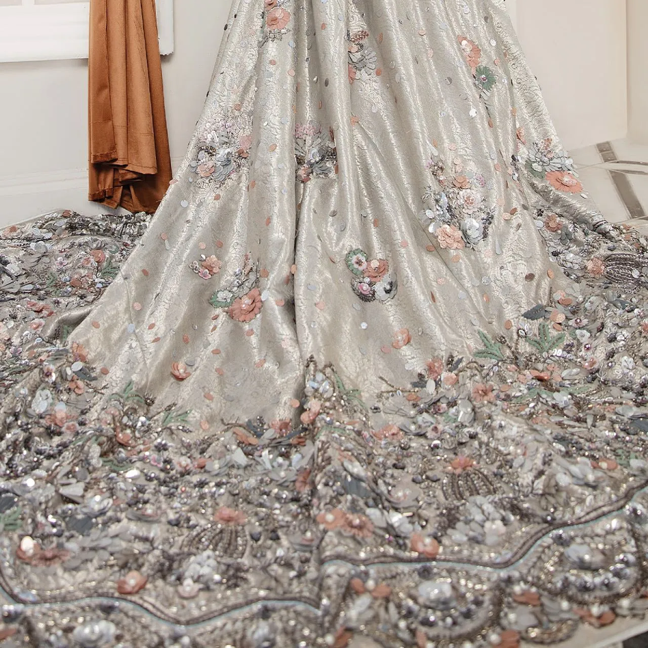 Embellished Pakistani Bridal Gown and Dupatta Dress