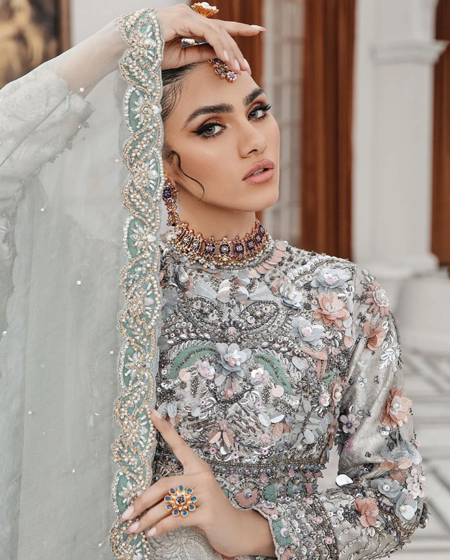 Embellished Pakistani Bridal Gown and Dupatta Dress
