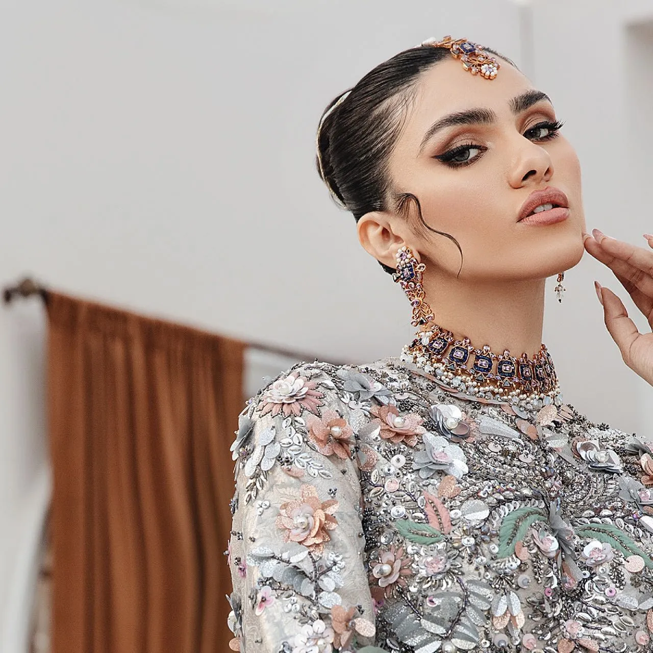 Embellished Pakistani Bridal Gown and Dupatta Dress