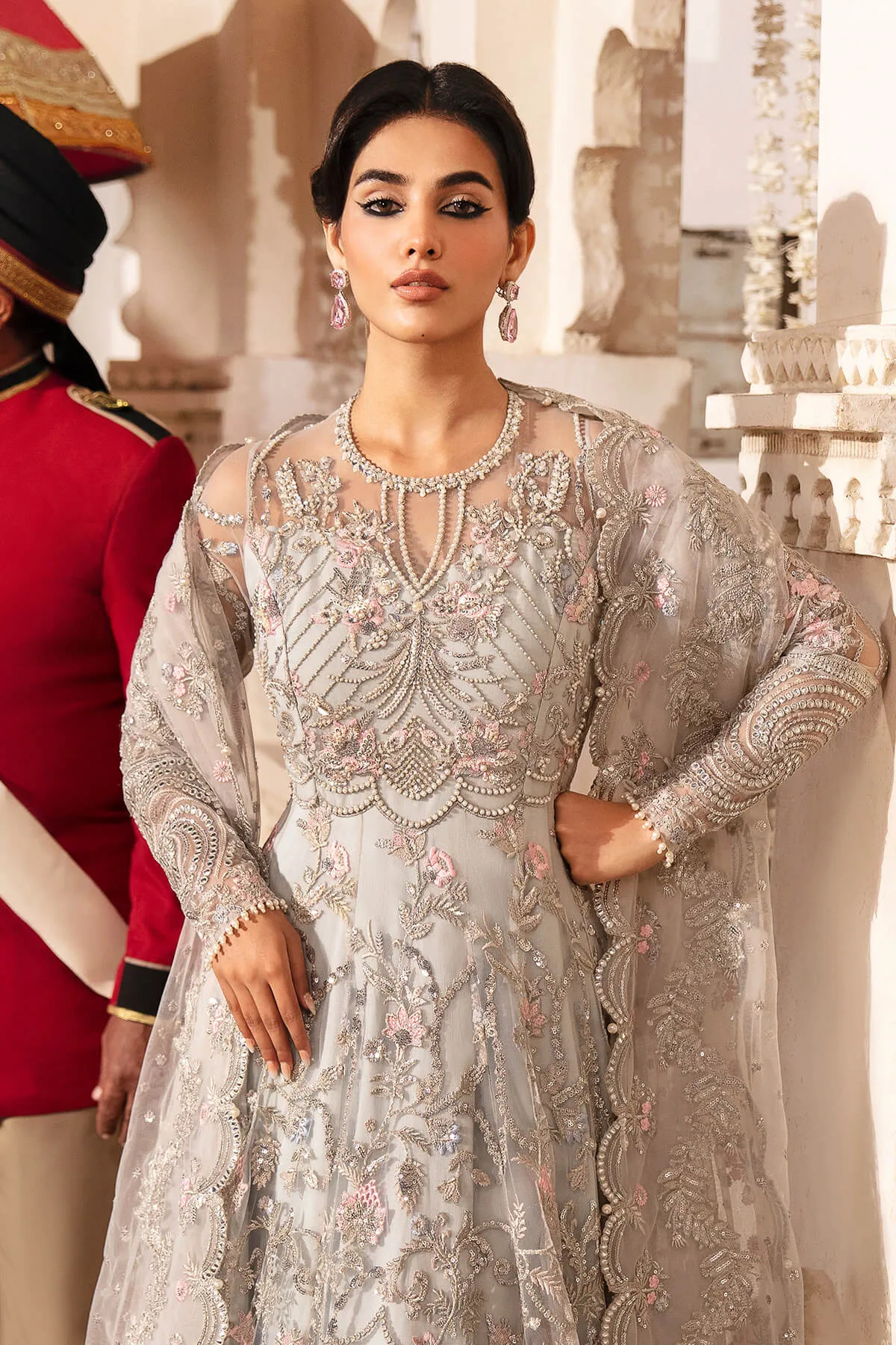 Embellished Pakistani Wedding Dress Gown Dupatta Style