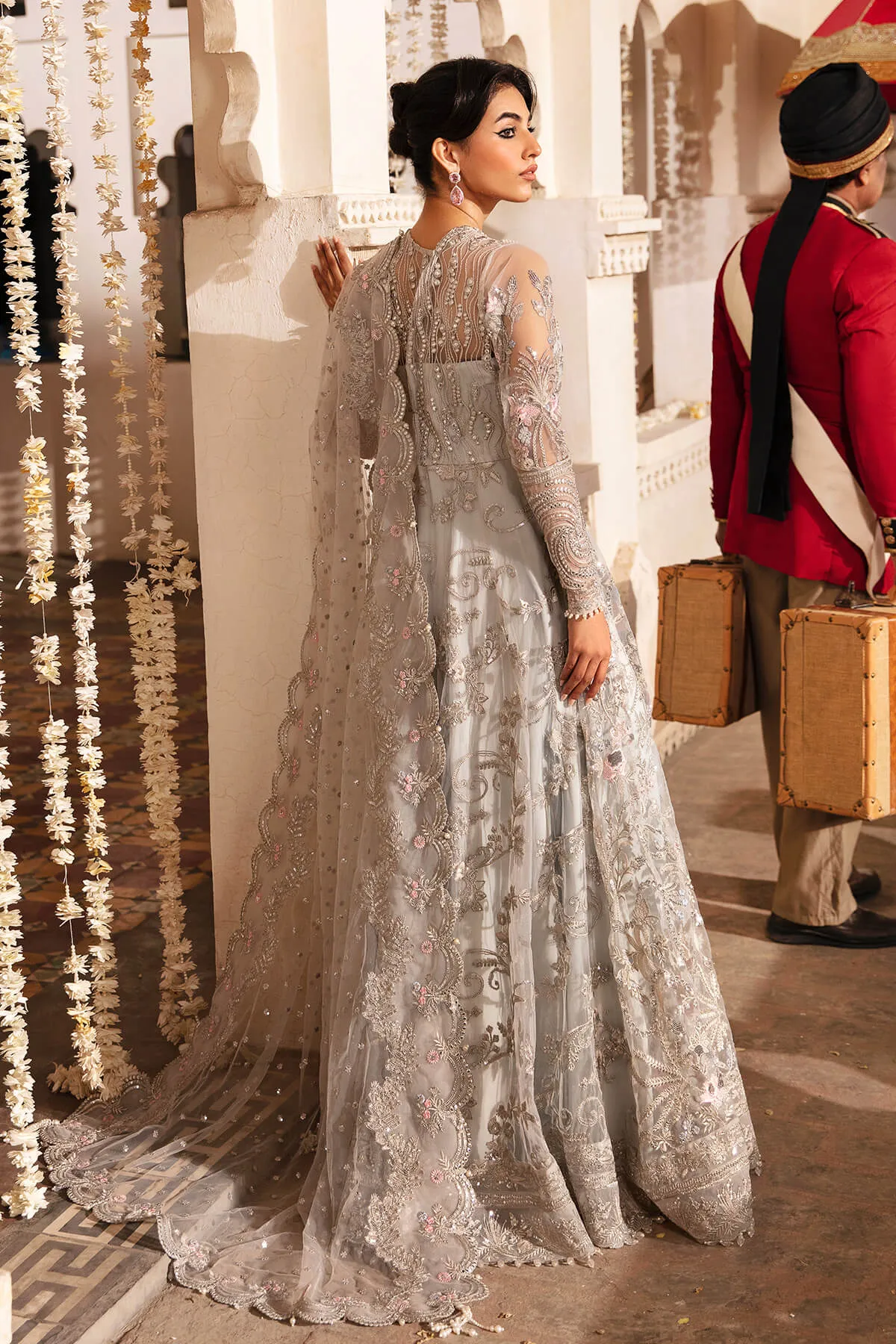Embellished Pakistani Wedding Dress Gown Dupatta Style