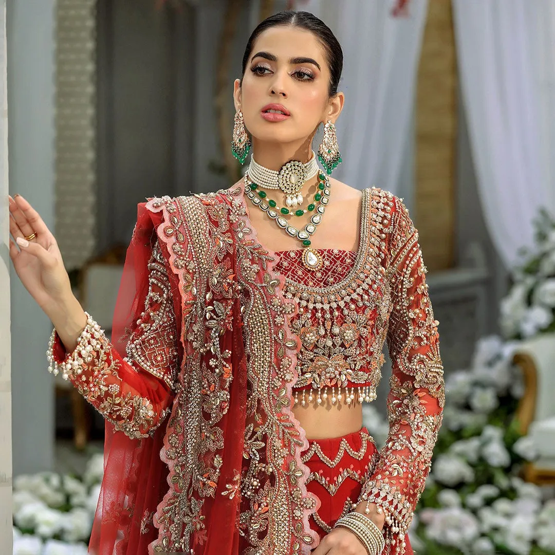 Embellished Red Choli Lehenga for Pakistani Bridal Dresses