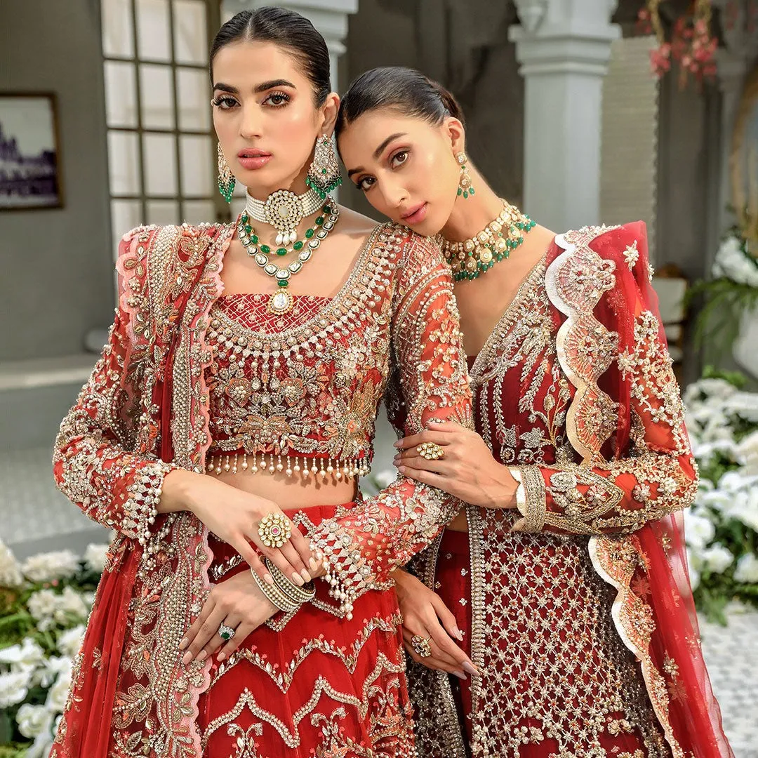 Embellished Red Choli Lehenga for Pakistani Bridal Dresses