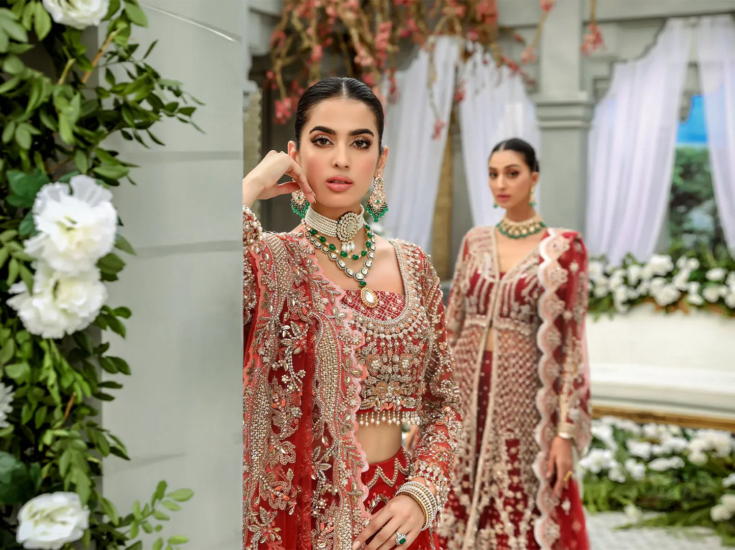 Embellished Red Choli Lehenga for Pakistani Bridal Dresses