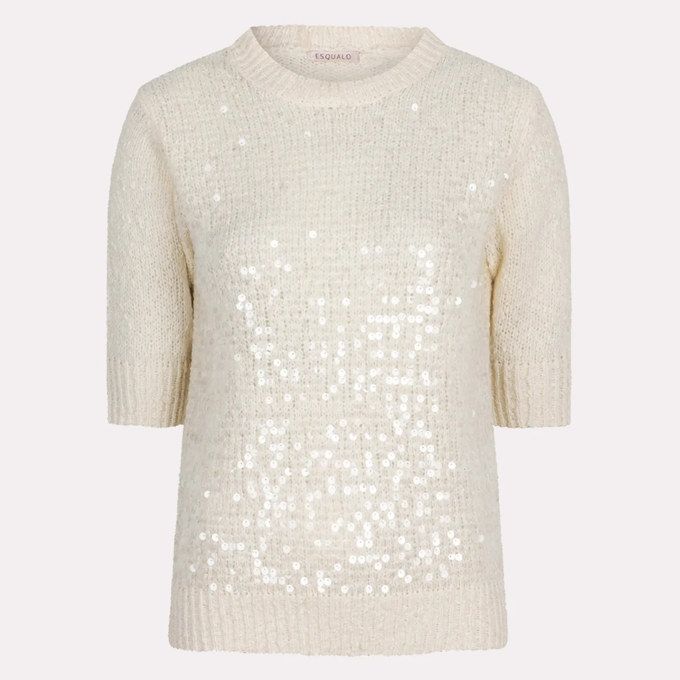 Esqualo Short Sleeve Sequin Sweater | Champagne / Sky Blue