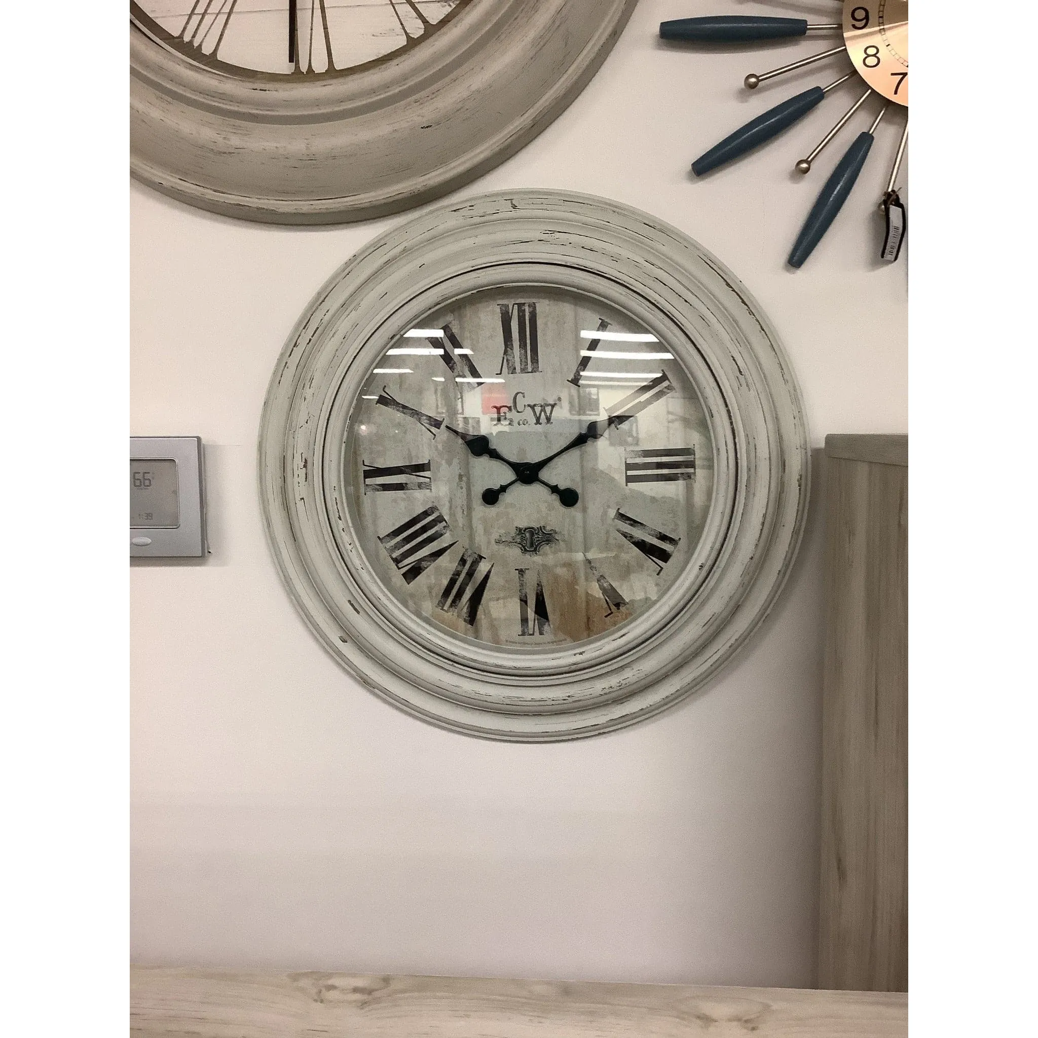 Farmhouse Wall Clock with Thick Decorative Frame, 15"