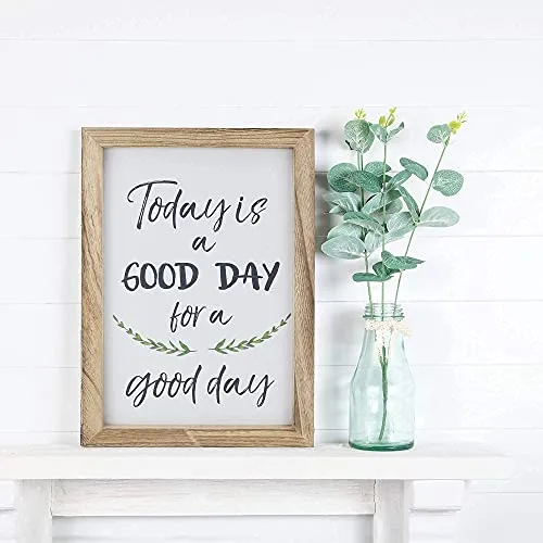 Farmhouse Wall Decor Signs With 10 Interchangeable Sayings For Fall Home Decor - Easy To Hang 11x16” Rustic Wood Picture Frame with 10 Designs – Beautiful Fall, Thanksgiving And Halloween Decorations For Your Living Room