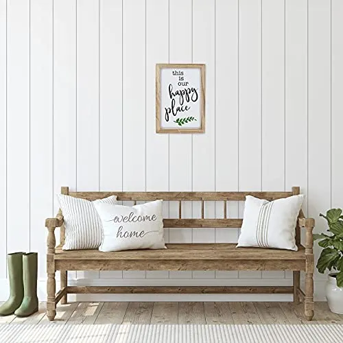 Farmhouse Wall Decor Signs With 10 Interchangeable Sayings For Fall Home Decor - Easy To Hang 11x16” Rustic Wood Picture Frame with 10 Designs – Beautiful Fall, Thanksgiving And Halloween Decorations For Your Living Room