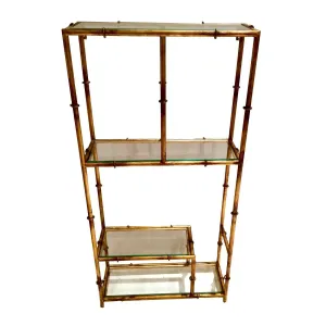 Faux Bamboo Etagere with Antique Gold Finish