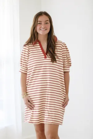 Feeling Fun Striped Dress in Rust