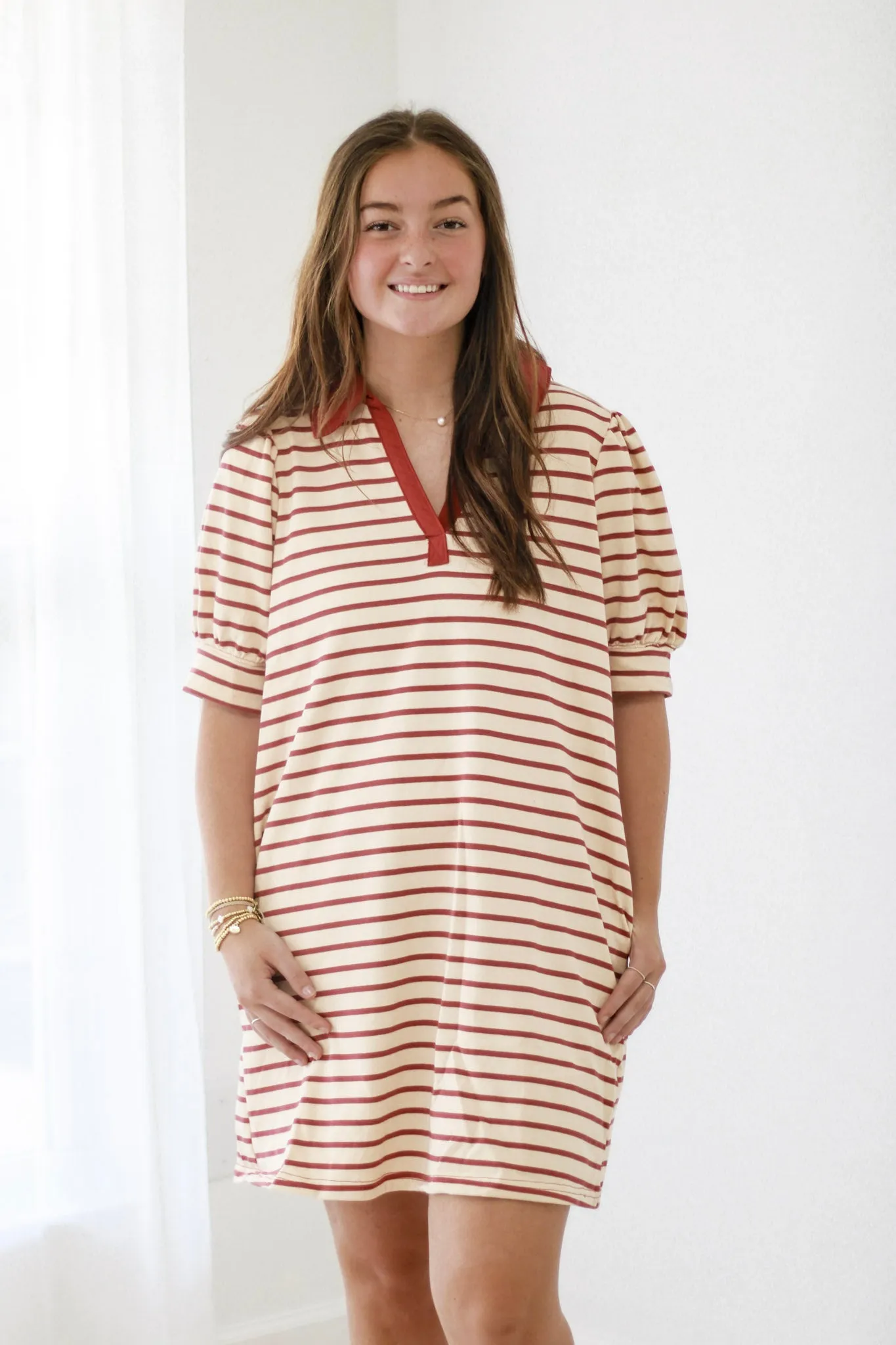 Feeling Fun Striped Dress in Rust